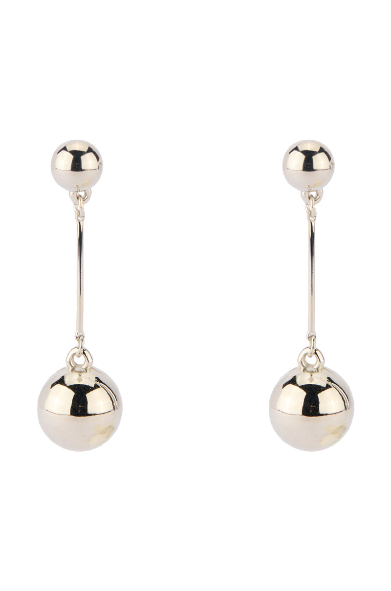 Side View Silver Ball Earring 1