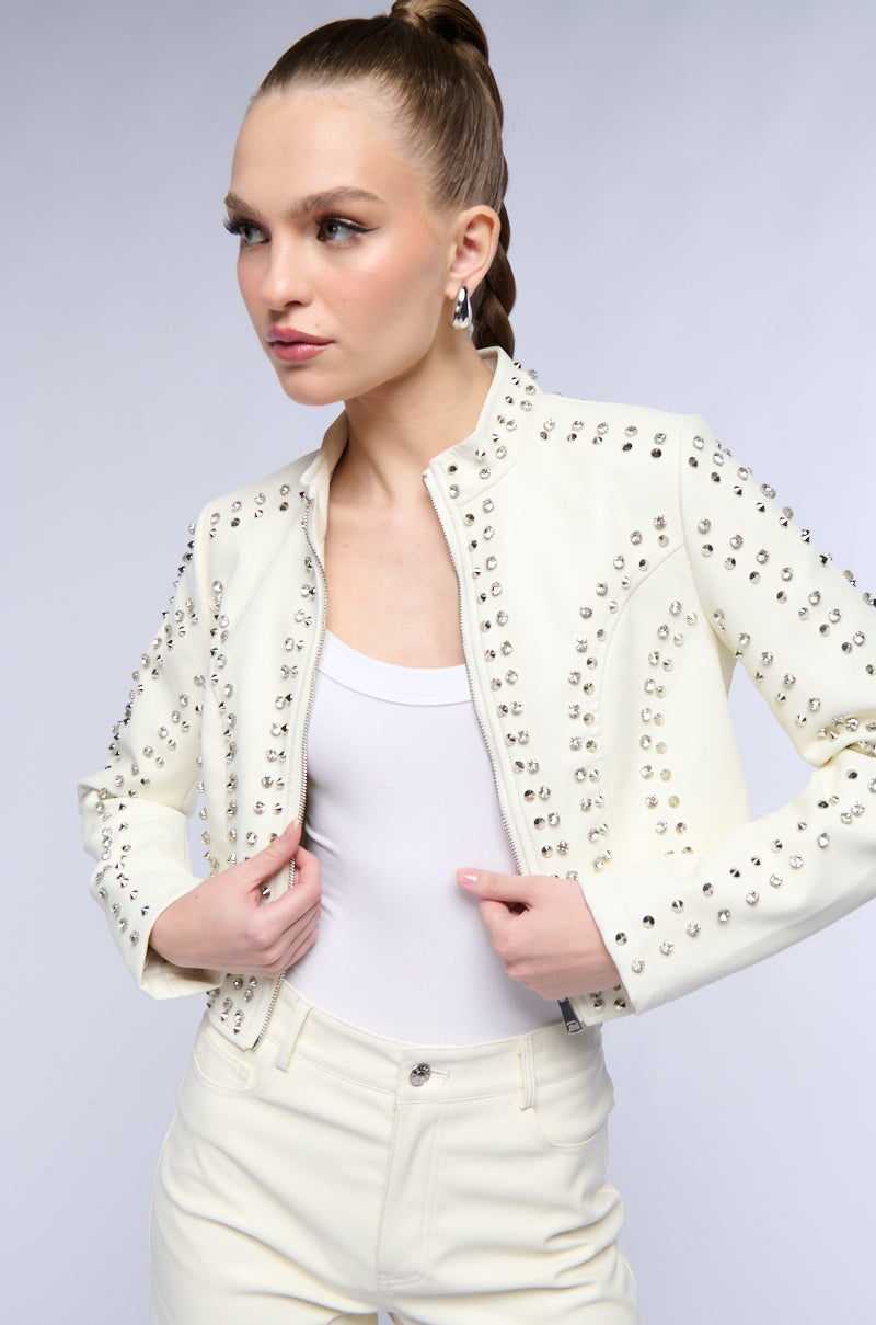 AZALEA WANG SILVIA STUDDED MOTO JACKET view 0