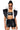 Front View Simply Aspen Sherpa Lined Crop Vest In Black