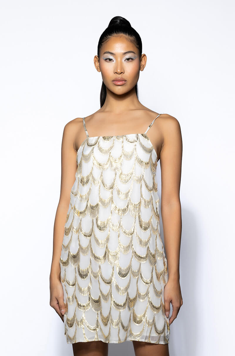 Back View Simply Cute Gold Detail Mini Dress
