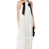 Front View Simply Statuesque Flower Detail Maxi Dress