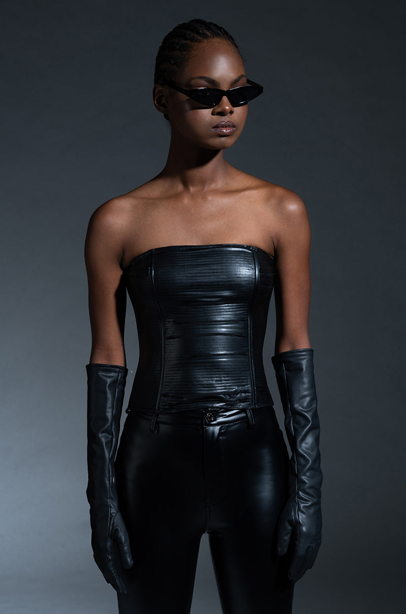 Extra View Sin City Shredded Faux Leather Corset 6
