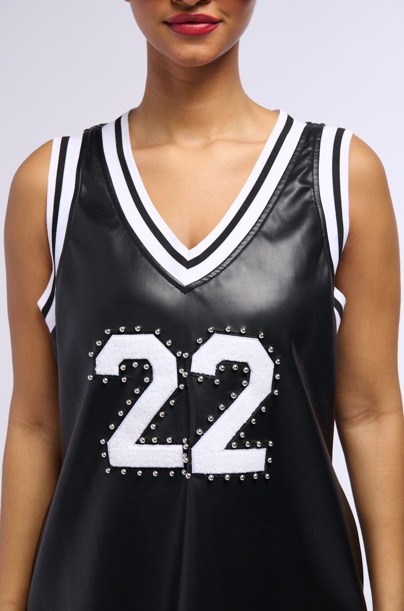 SITTING COURTSIDE PU JERSEY DRESS AKIRA SITTING COURTSIDE PU JERSEY DRESS AKIRA