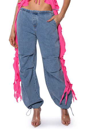 SKATER GIRL DENIM DRAWSTRING PANT – AKIRA