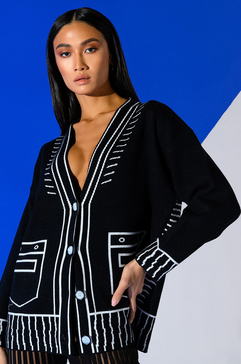 Front View Sketchy Oversized Cardigan