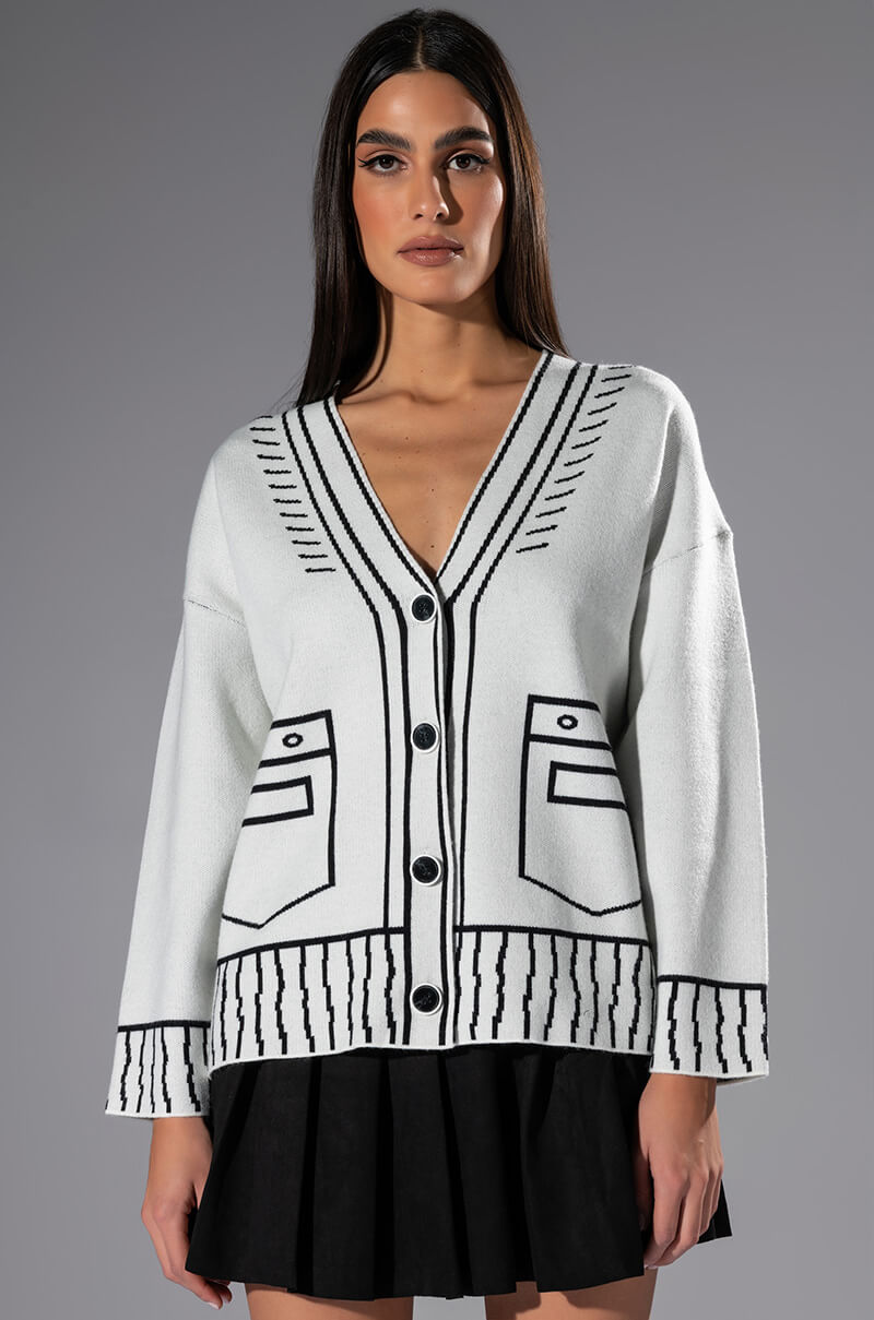 Front View Sketchy Oversized Cardigan