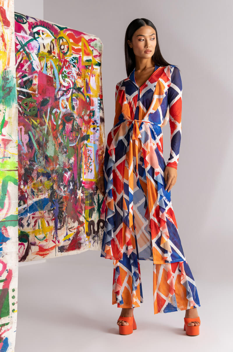 Side View Skyart X Akira Maxi Ruffle Cardigan