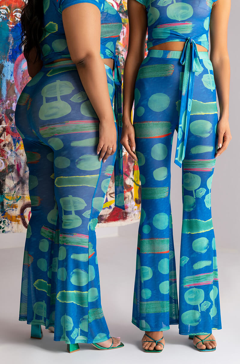 Front View Skyart X Akira Wide Leg Mesh Leggings