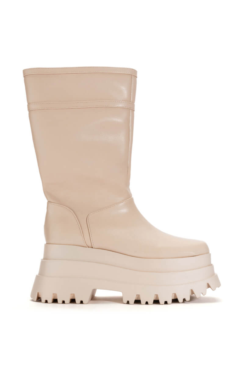 Side View Skyhigh Flatform Bootie In Nude