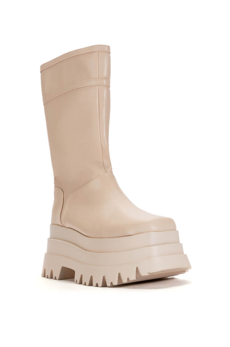 Back View Skyhigh Flatform Bootie In Nude