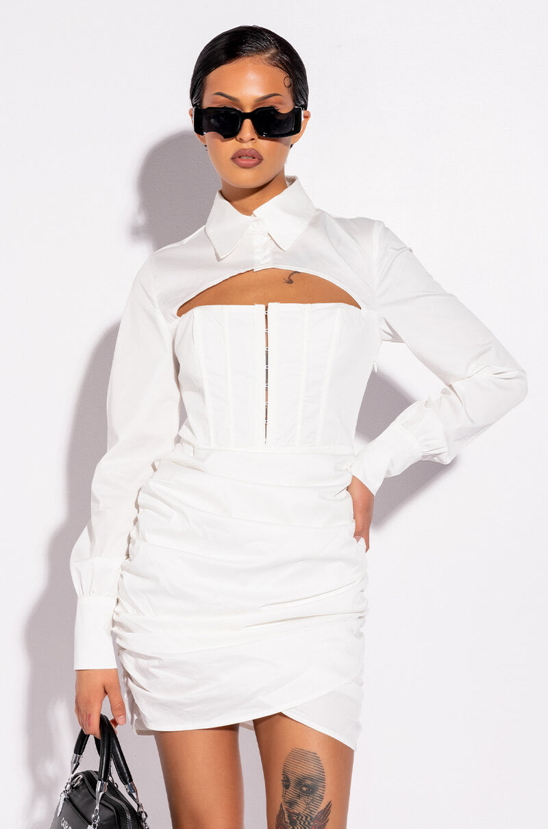 Front View Slay Day Mini Dress With Corset Top