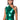 Front View Sleek Metallic One Shoulder Top In Emerald Green