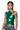 Front View Sleek Metallic One Shoulder Top In Emerald Green