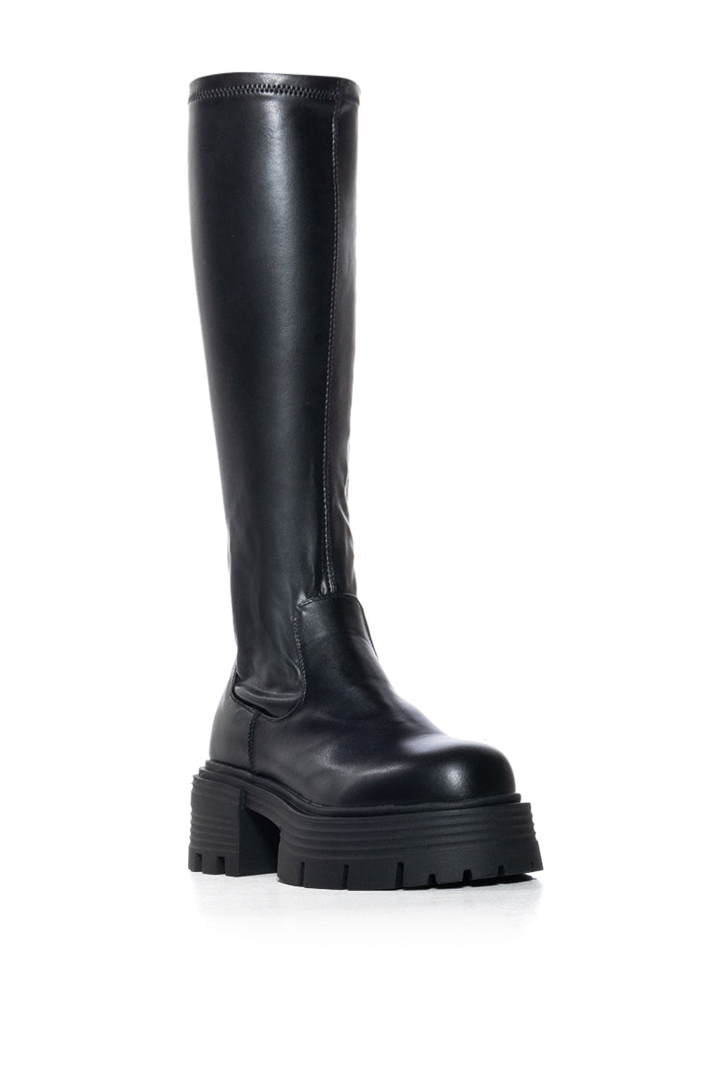 Back View **slim Fit** Azalea Wang Lynx Boot With 4 Way Stretch In Black