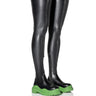 Front View **slim Fit** Azalea Wang You Know You Love It Thigh High Stretch Flatform Boot With 4 Way Stretch In Green