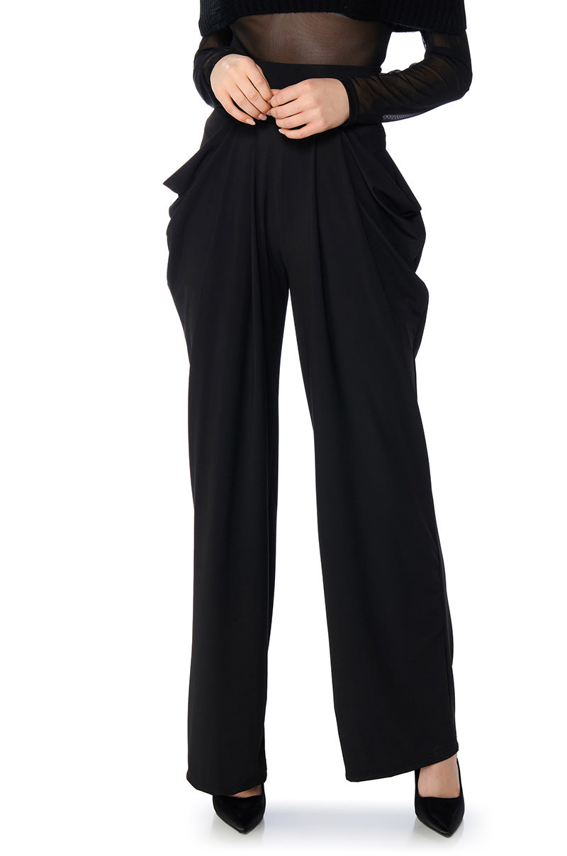 Front View Slinky High Waist Wide Leg Stretch Trouser 0