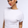 Front View Slinky Short Sleeve Rhinestone Embellished Shirt