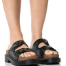 Front View Slow Motion Flat Sandal In Black