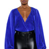 Front View Slow Motion Long Sleeve Wrap Front Bodysuit