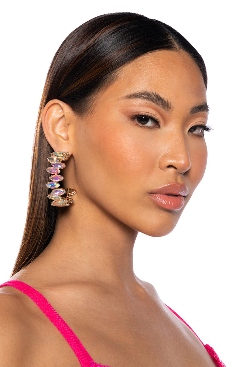 Front View Smashing Ab Crystal Hoop Earring