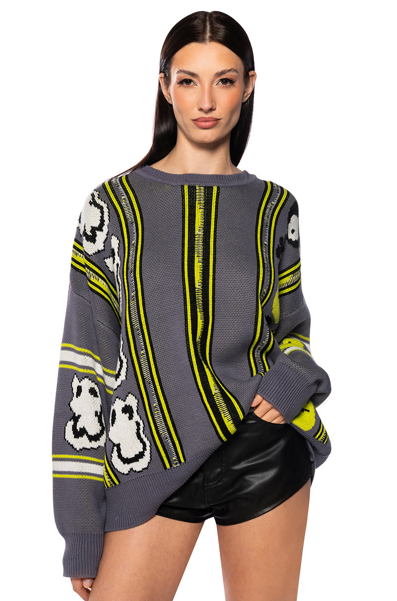 Front View Smiles And All Long Sleeve Sweater