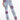 Front View Smiley Faces Rhinestone High Rise Straight Leg Jeans