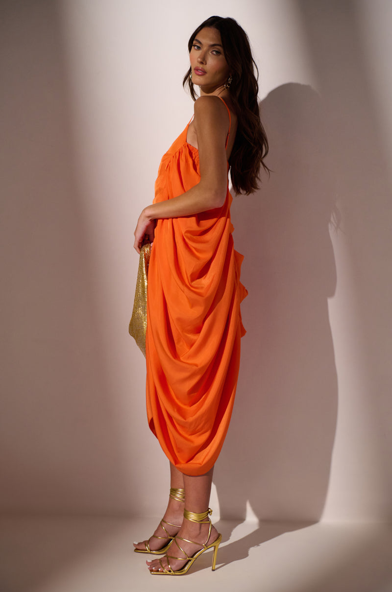 Extra View Smooth Operator Ruched Mini Dress In Orange