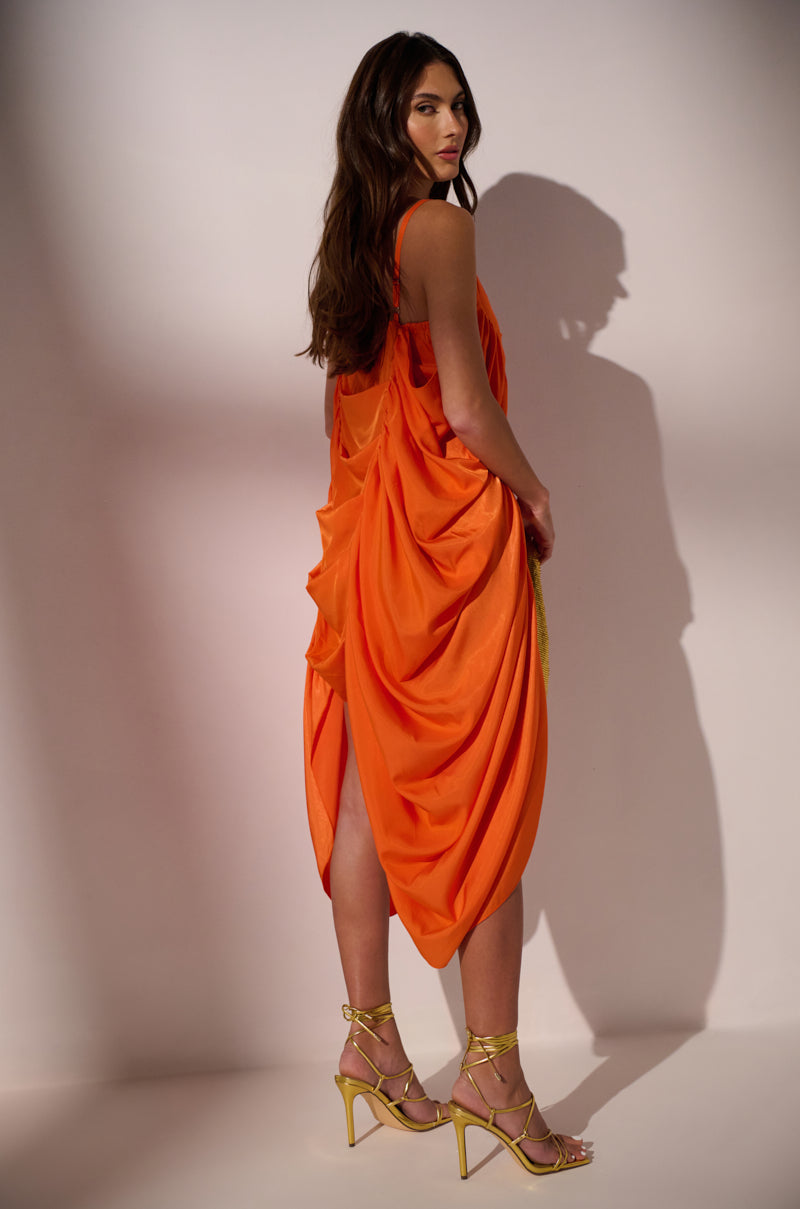 Extra View Smooth Operator Ruched Mini Dress In Orange