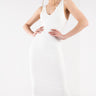 Front View Smoothed Out Ribbed Double Layer Midi Dress