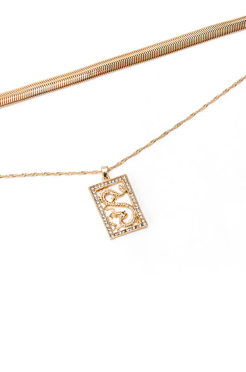 Back View Snake Charmed Pendant Necklace 2