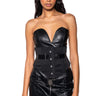 Front View Snatch Me Up Faux Leather Belted Corset Top