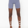 Front View Snatched High Rise Biker Shorts in Grey