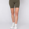 Front View Snatched High Rise Biker Shorts in Olive