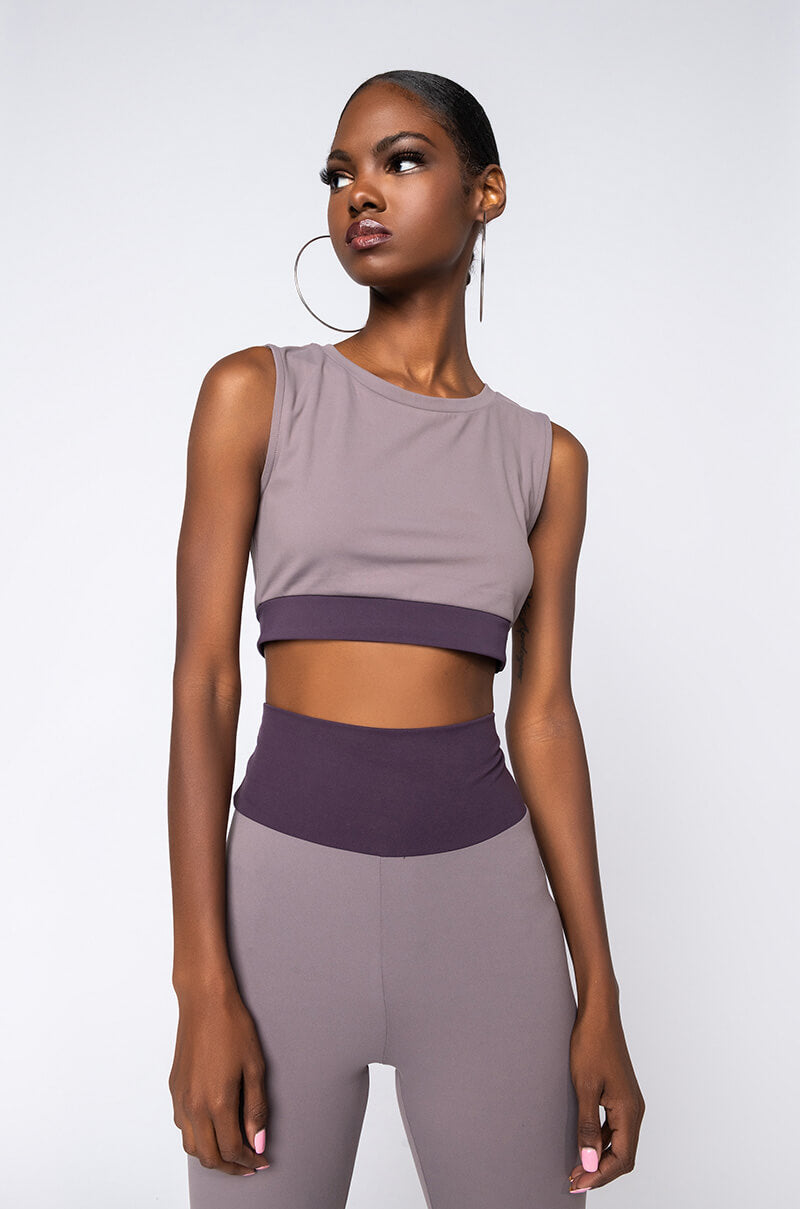 Front View Snatched Version 2.0 Cropped Top in Purple