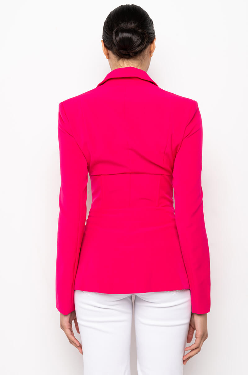 Detail View Snatched Waist Cute Face Corset Blazer