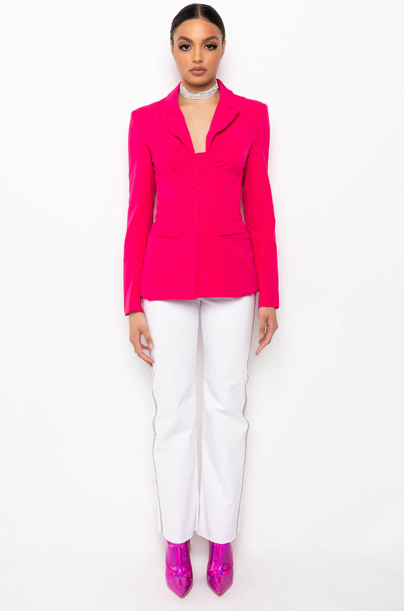 Extra View Snatched Waist Cute Face Corset Blazer