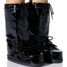 Front View Snowbell Patent Cold Weather Boot In Black