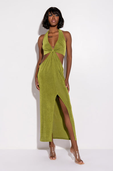 flowy halter top dress Halter Neck Flowy Maxi Dress – Charming Charlie main image 1