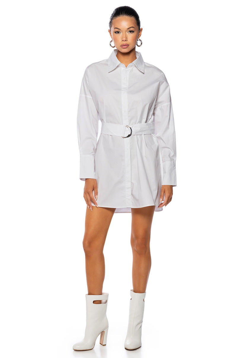 Side View So Fresh Belted Poplin Mini Dress