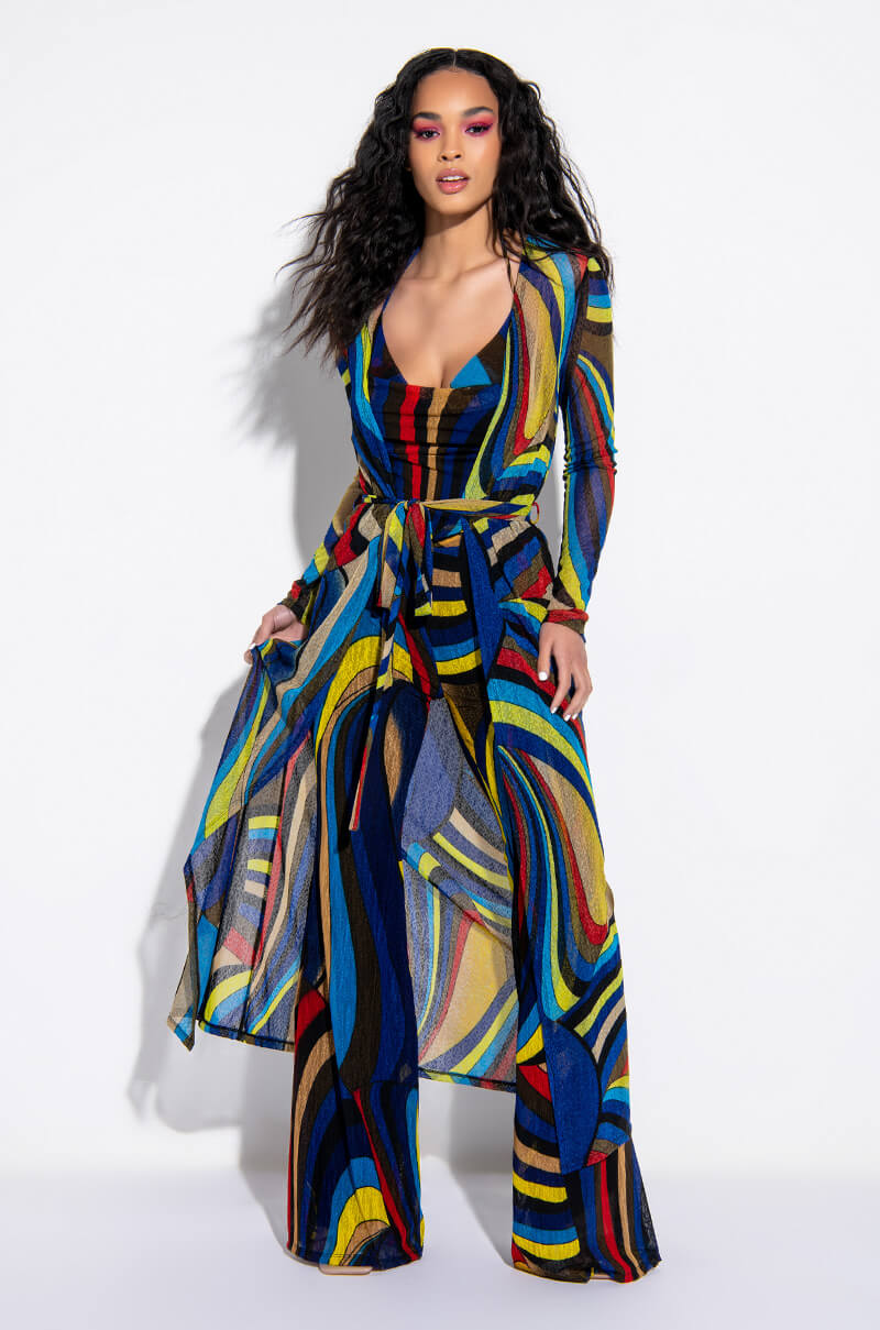 Front View So Good Long Mesh Cardigan