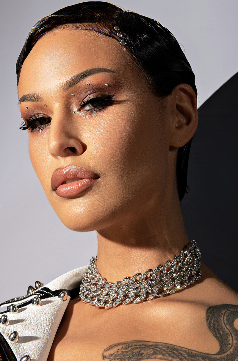 Front View So Icy Pave Cuban Trio Necklace Set