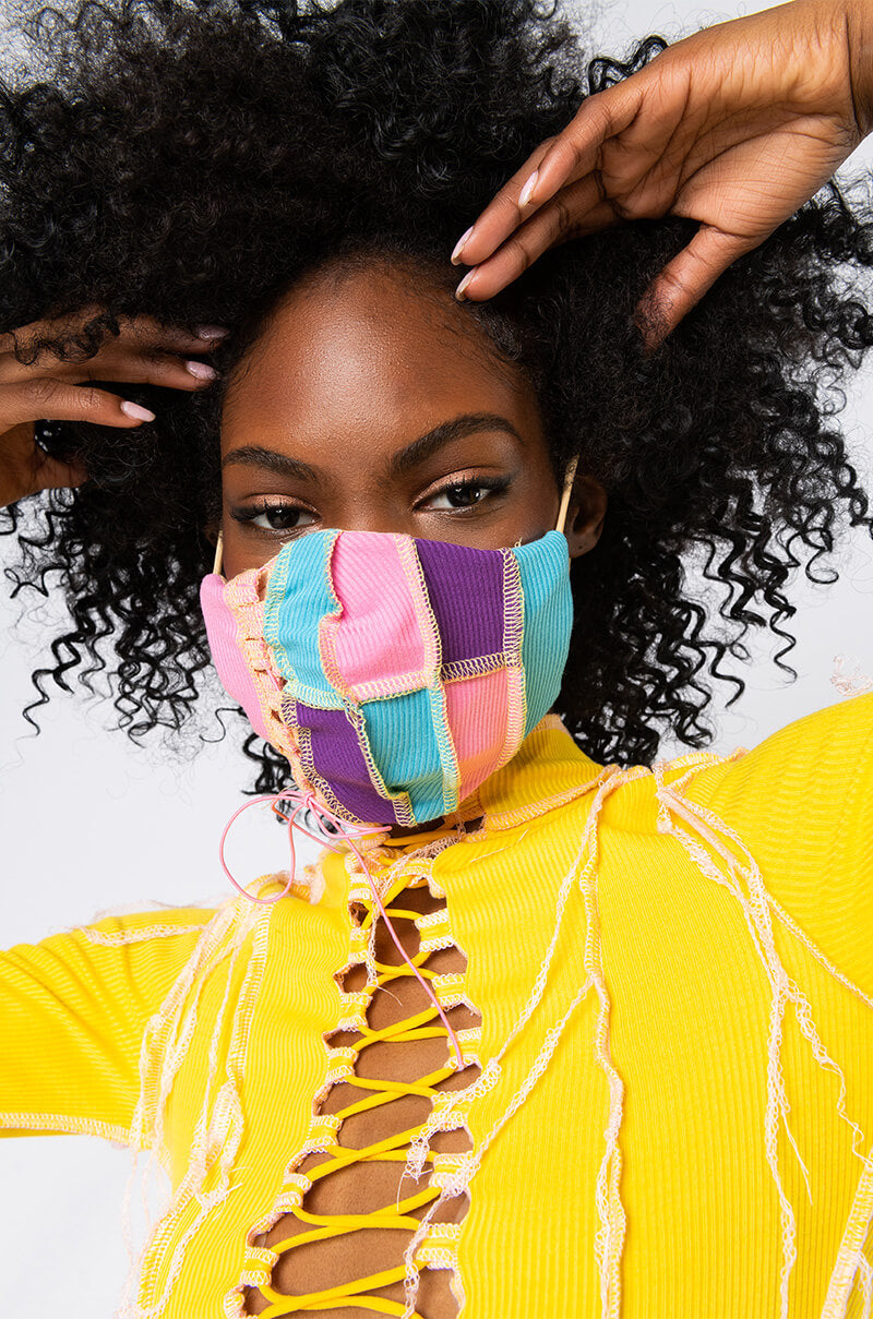 Front View So Into This Fashion Face Cover in Pink Multi