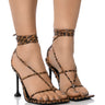 Front View So Much Style Strappy Stiletto Sandal In Leopard