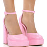 Front View  So Obsessed Platform Chunky Heel Pumps In Pink
