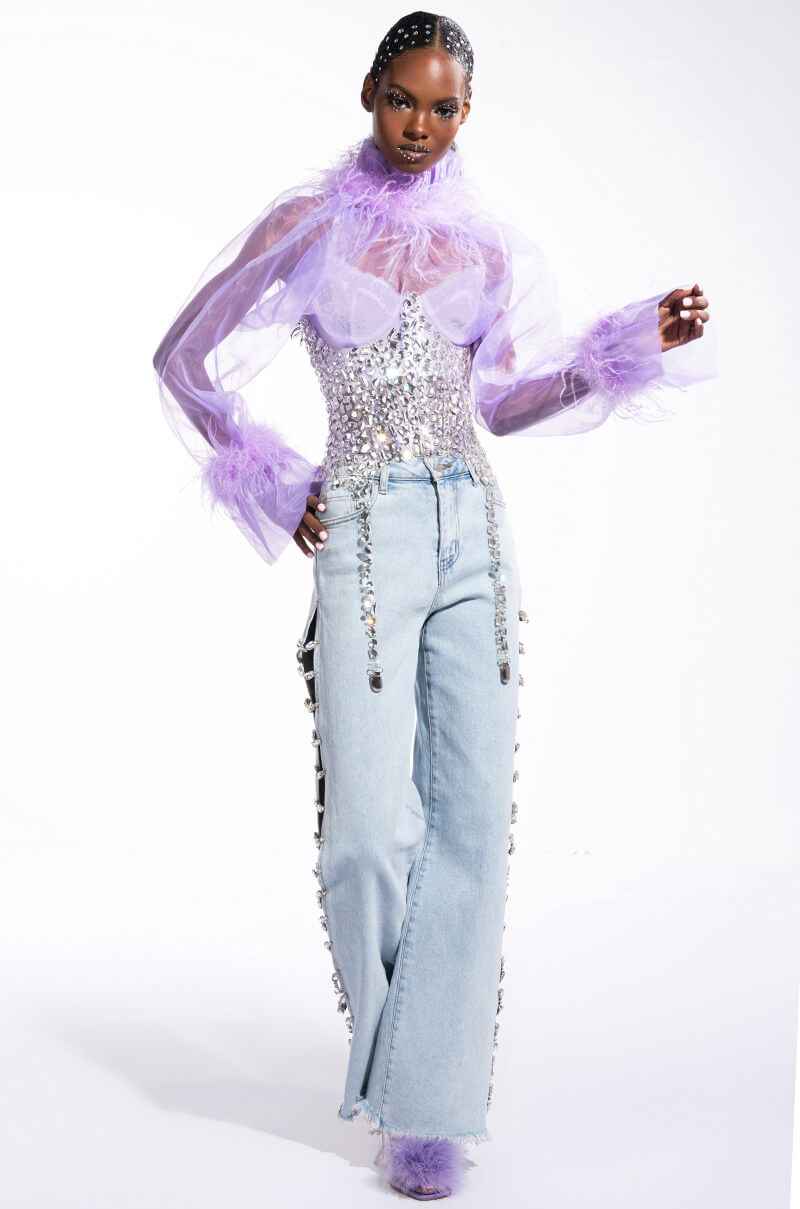 Side View So Unbelievable Rhinestone Clear Corset 11