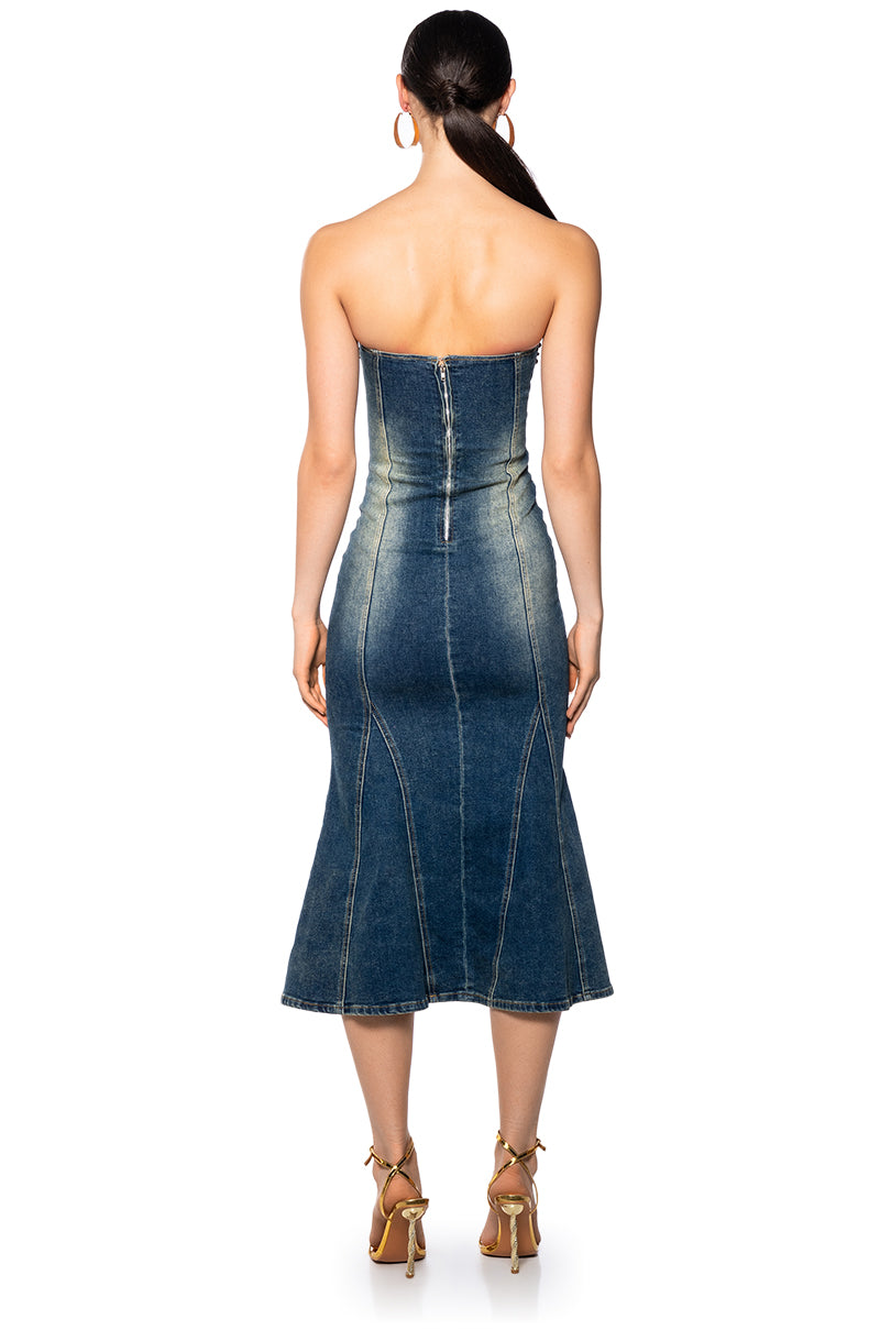 SO Y2K DENIM MIDI DRESS - Main Image