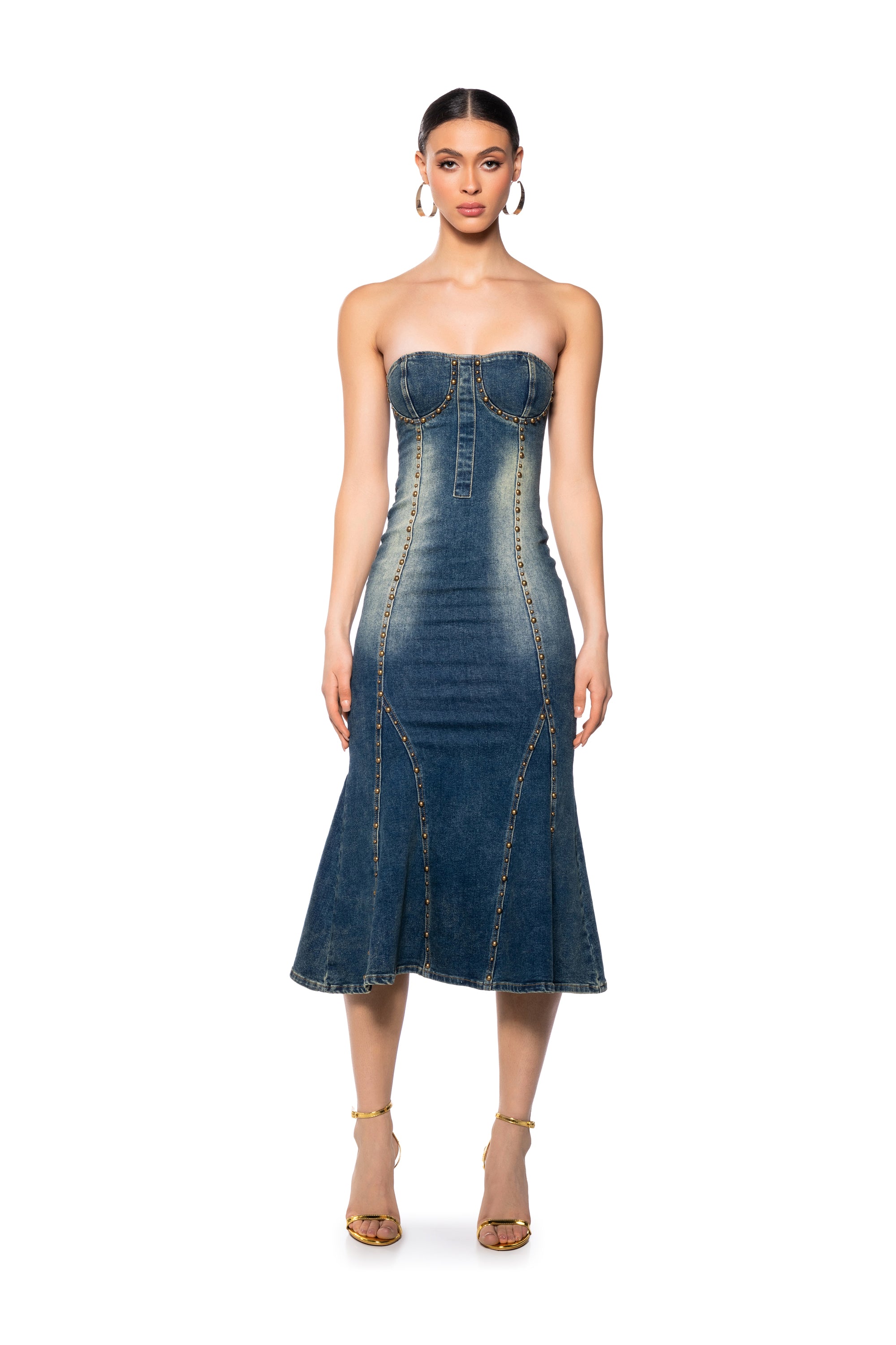SO Y2K DENIM MIDI DRESS AKIRA SO Y2K DENIM MIDI DRESS AKIRA