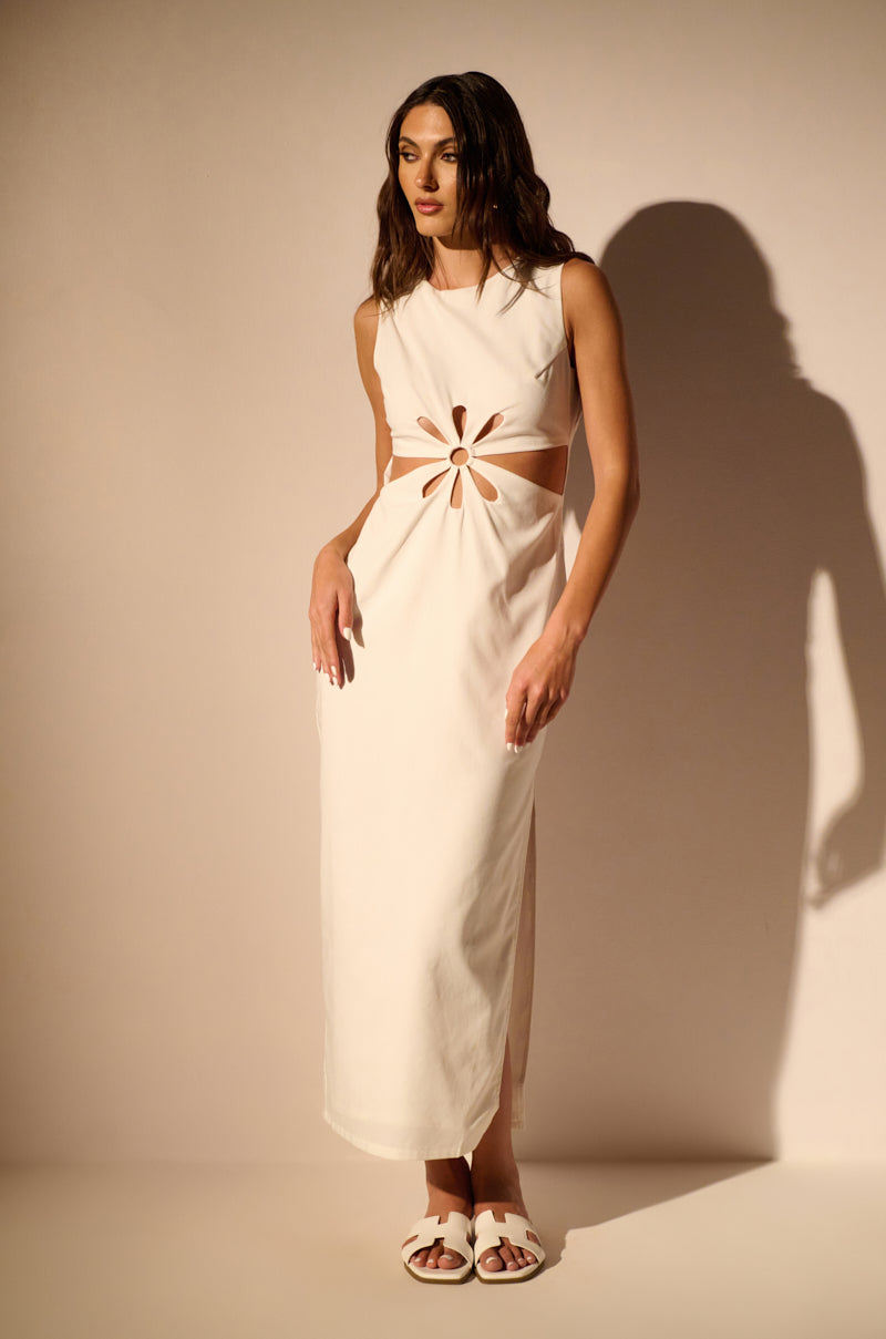Back View Sofia Linen Maxi Dress