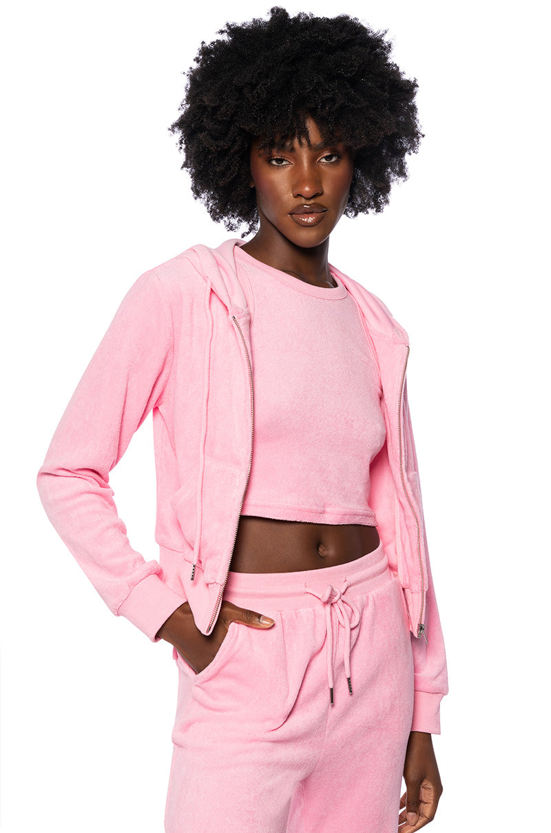 Front View Soft Spot Longsleeve Zip Up Hoodie