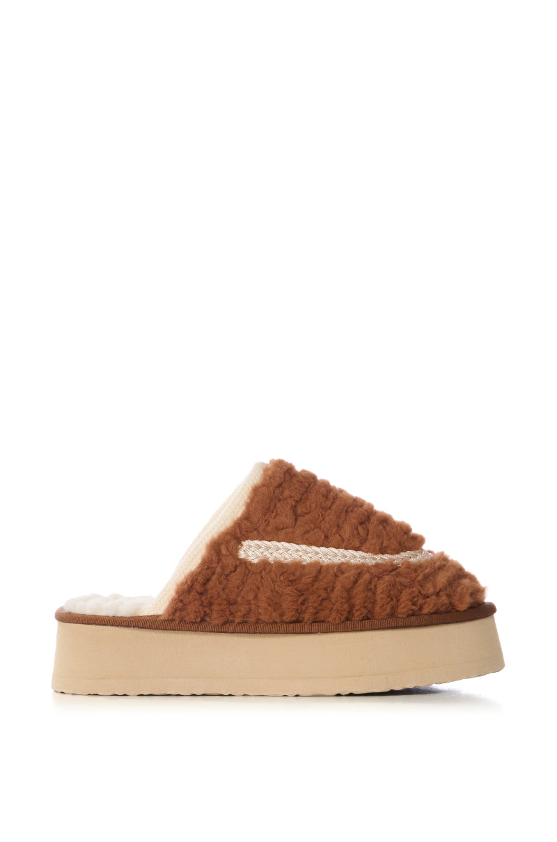 Back View Softener Camel Furry Slipper